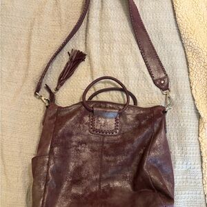Elegant Plum with a hint of silver Leather Shoulder Bag